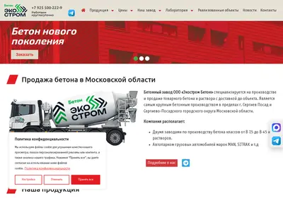 Снимок главной страницы beton-ekostrom.ru