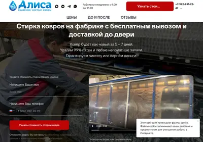 Снимок главной страницы alisastirkakovrov.ru