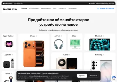 Снимок главной страницы apple2you.ru