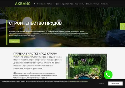 Снимок главной страницы akvaice.ru
