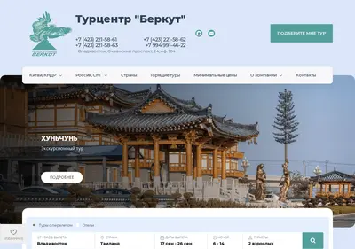 Снимок главной страницы berkuttour.ru