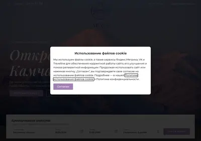 Снимок главной страницы avachahotel.ru