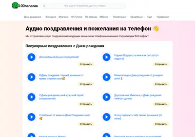 Снимок главной страницы 100golosov.ru