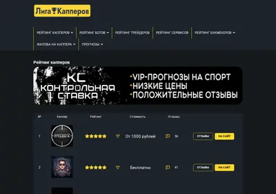 Снимок главной страницы capper-league.ru