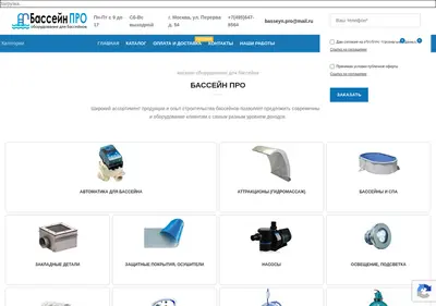 Снимок главной страницы basseinipro.ru
