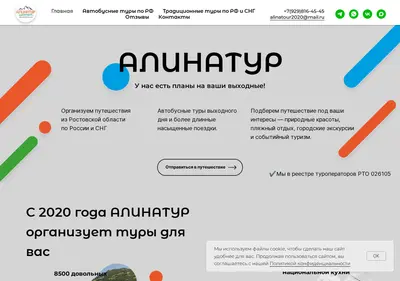Снимок главной страницы alinatuor.ru