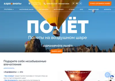 Снимок главной страницы aerofanat.ru