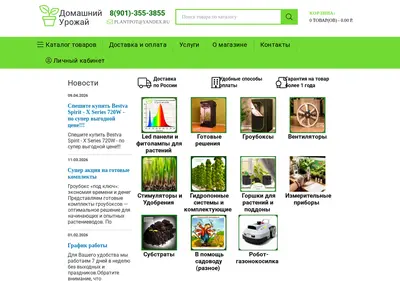 Снимок главной страницы baggrow.ru