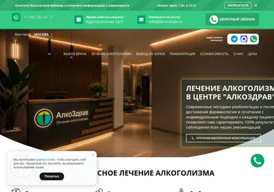 Снимок главной страницы alcorehab.ru