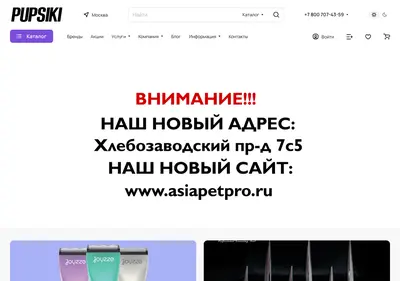 Снимок главной страницы pupsiki.su